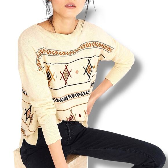 Madewell Size M  L Embroidered Reseda Pullover Sweater Southwest H6909 - Picture 1 of 6